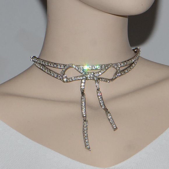 Oscar De La Renta Pave Bow Choker Necklace - Picture 2 of 6
